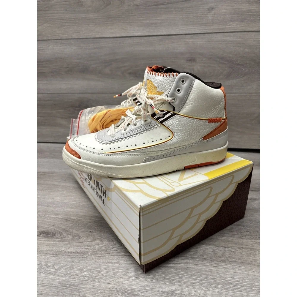 New Men's Jordan 2 Retro SP Maison Chateau Rouge Sail/Citron Pulse Size 9